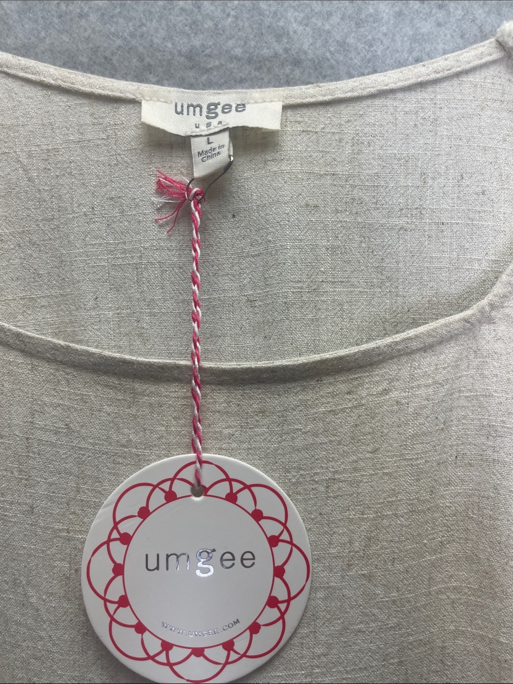 Umgee Donna Linen Blend Crochet Grandma Square Hippie Cottagecore Frayed Hem Top - Picture 7 of 9